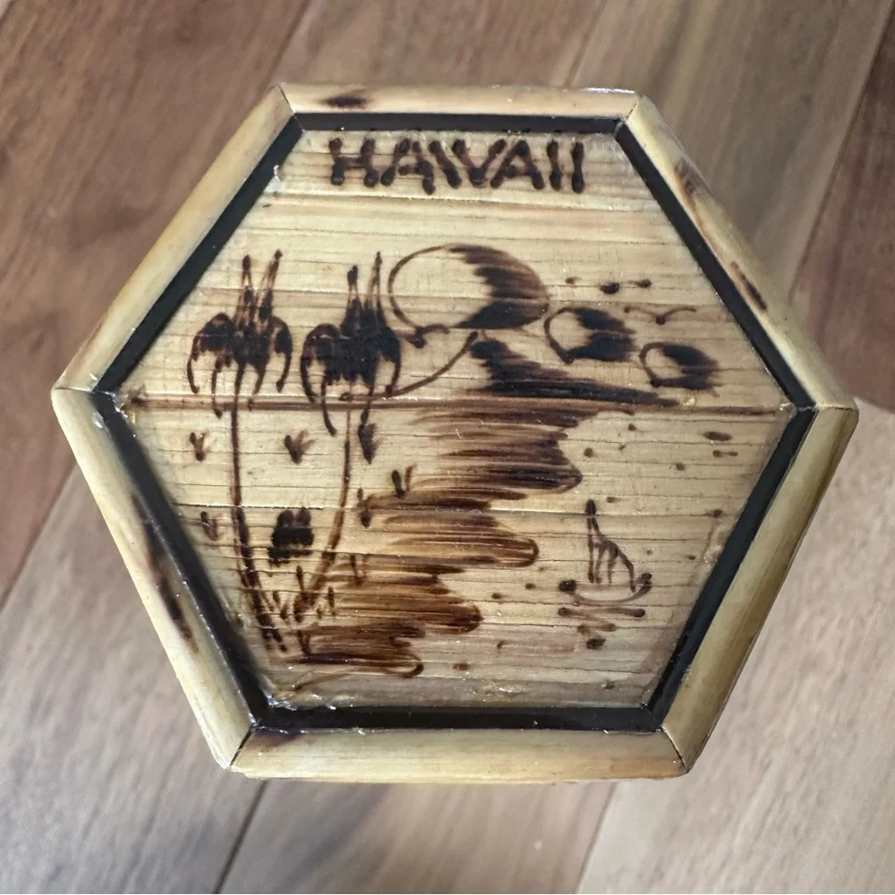 Vintage Hawaii 3 Nesting Bamboo Trinket Boxes